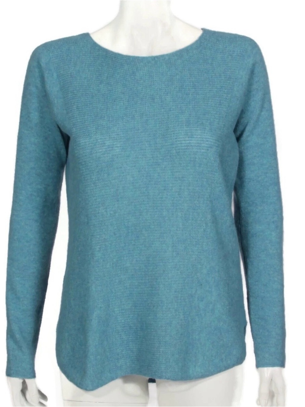 Max Studio Women's Teal Crewneck 100% Cashmere Sweater